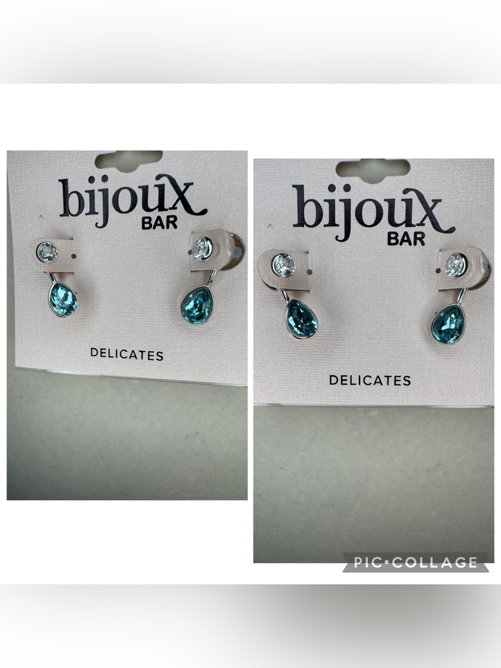 NWT Bijoux Bar Teal Crystal Drop Stud Earrings